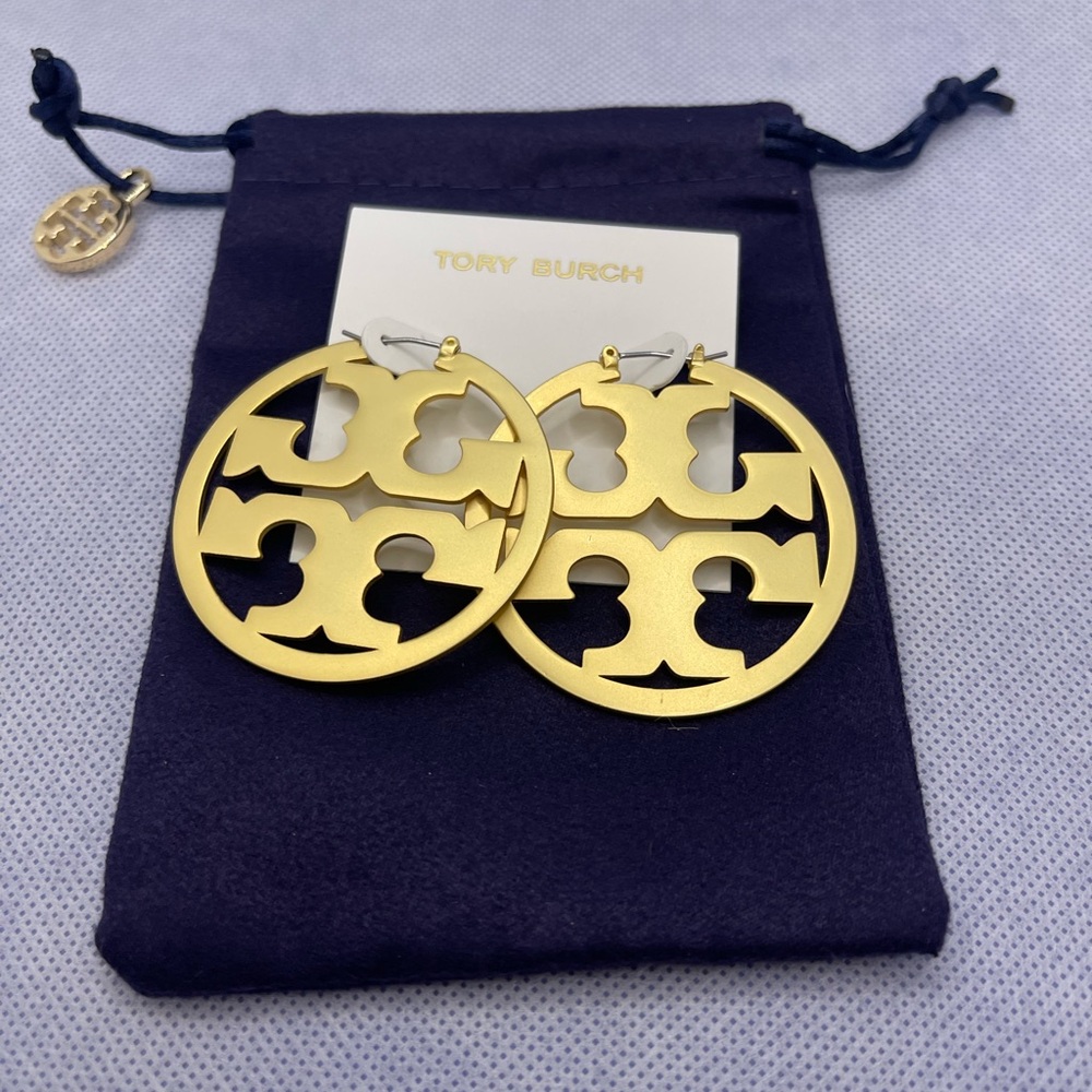 Tory Burch Gold Logo Earrings - Picture 2 of 14